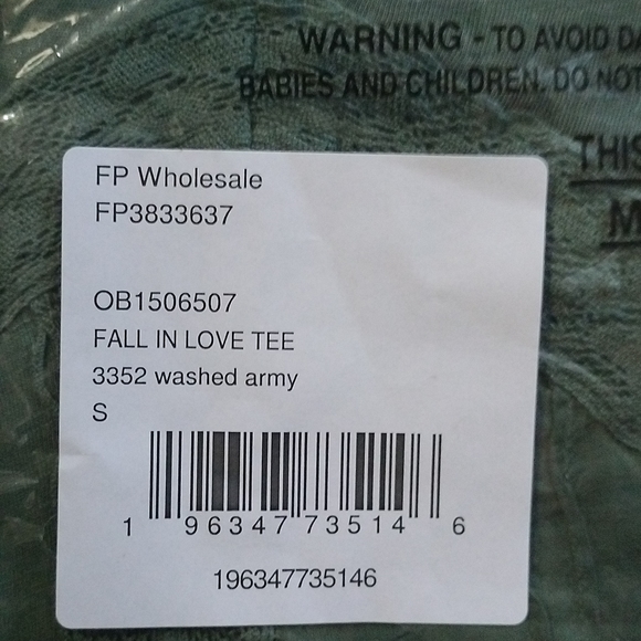 Free People Fall In Love Tee Washed Army Size Small - Picture 6 of 7